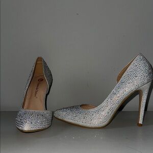 Chase + Chloe Glittering Silver Heels
